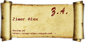 Zimer Alex névjegykártya